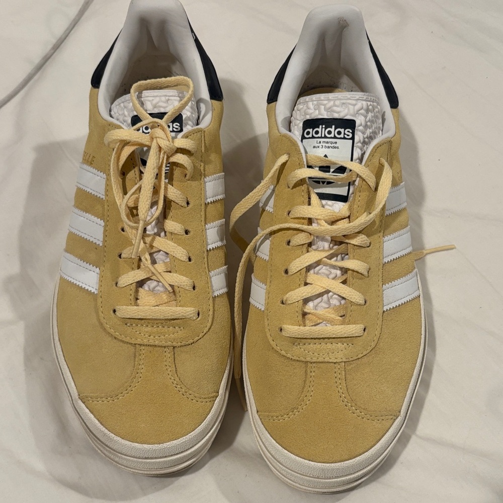 Adidas Gazelle Mustard and White Sneakers